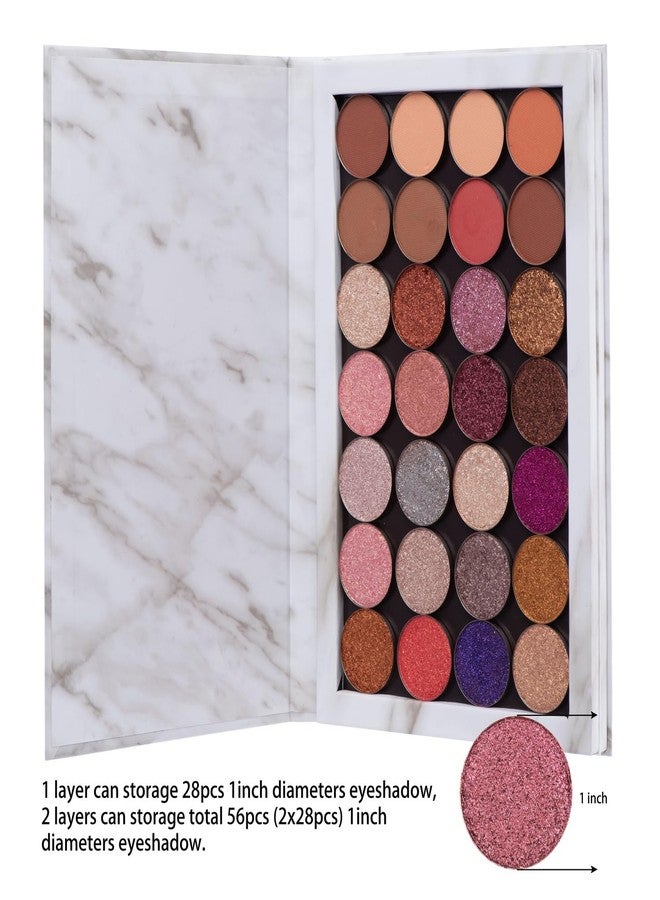 Allwon 2-Layer Book Shaped Marble Magnetic Palette Large Empty Makeup Palette Storage Box for Eyeshadow Lipstick Blush Powder (White) - Image 4